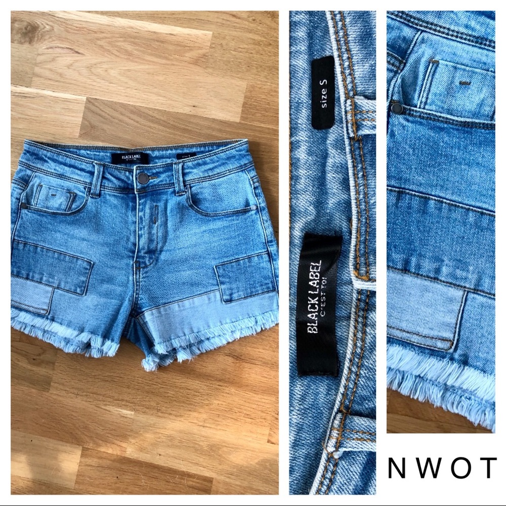 Black Label Denim Patchwork Shorts | NWOT